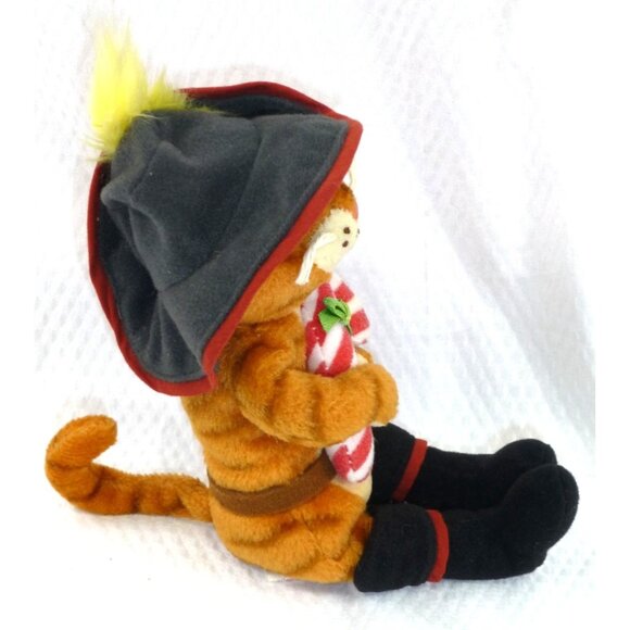 Ty Puss In Boots Tabby Cat Plush Toy 2008 Shrek The Halls Candy Cane & Hat - Picture 4 of 7